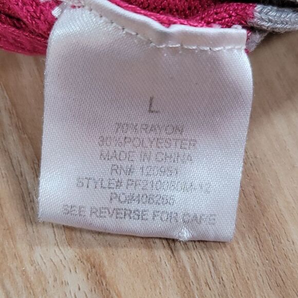 💚Pink Rose Gray & Pink Striped Button Cowl Neck 3/4 Sleeve Sweater Large - Picture 12 of 13